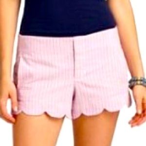 Lilly Pulitzer Patti Seersucker Scalloped Hem Shorts Pink Blue Size 2
